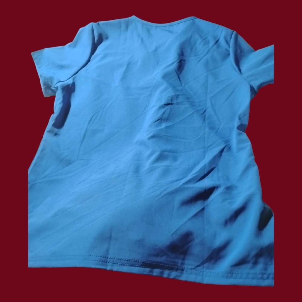Blue Women's Scrub Top - Picture 3 of 6
